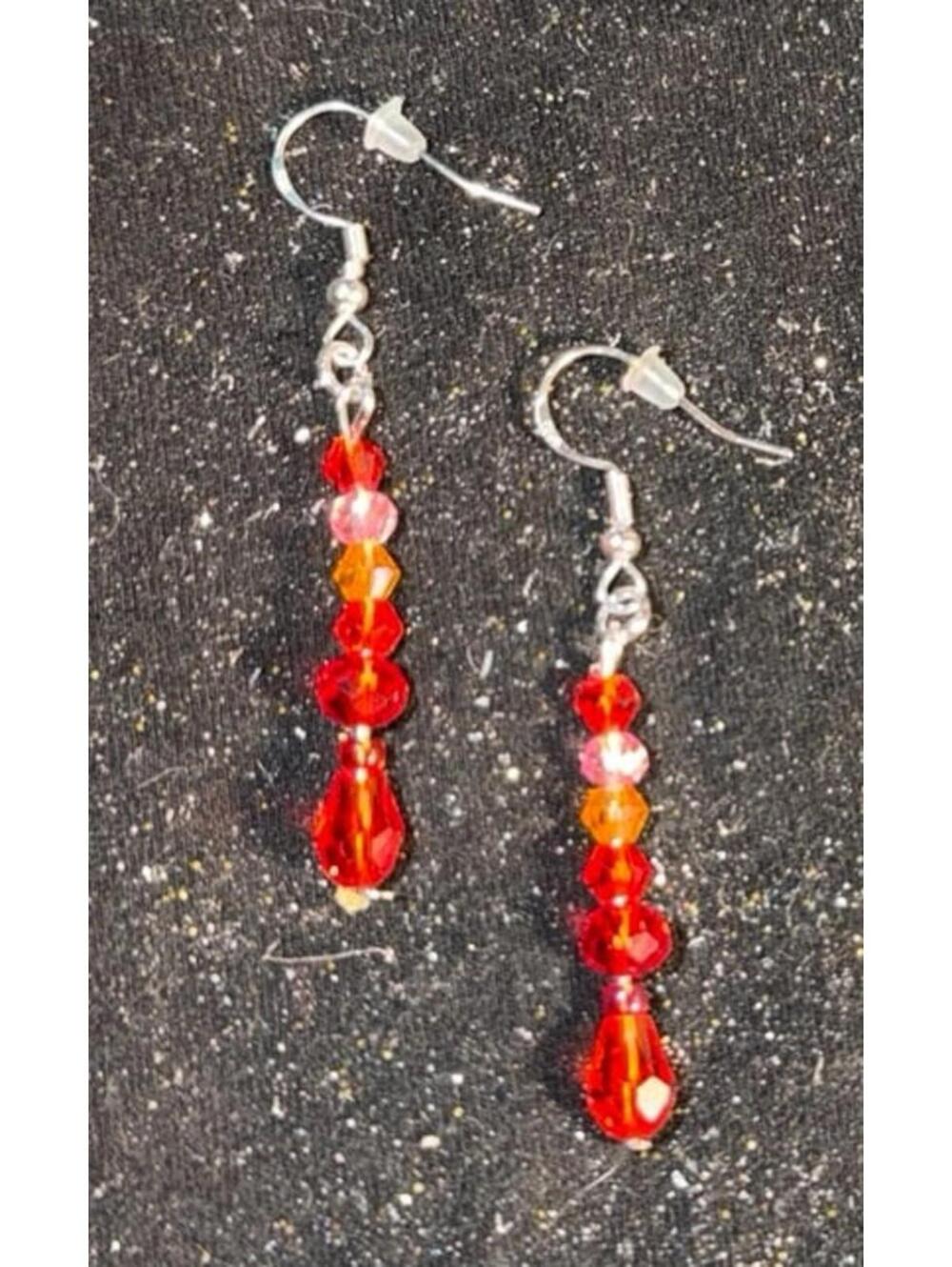 Earrings Sterling silver marked  S925 crystal glass beads high quality New